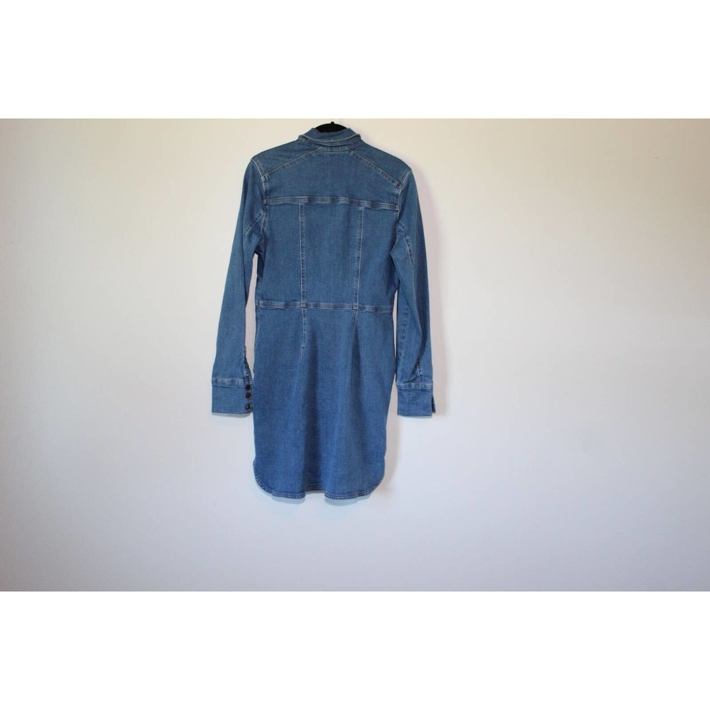 Free People Dynomite Denim Mini Shirt Dress Retro 70's Western Medium H14890 - Picture 9 of 15